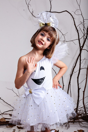 Fantasia De Fantasma Feminina Infantil De Halloween